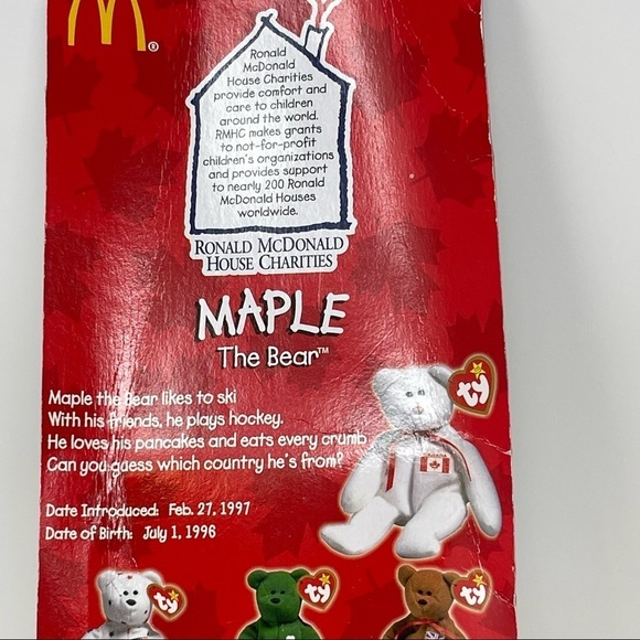 Maple The Bear McDonalds Beanie Baby Canada Collectibles Never Opened - Picture 4 of 6